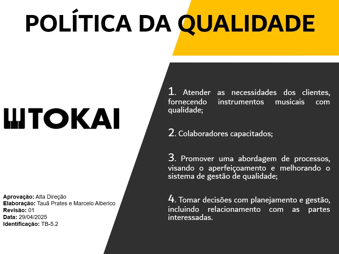 Política da Qualidade da Tokai